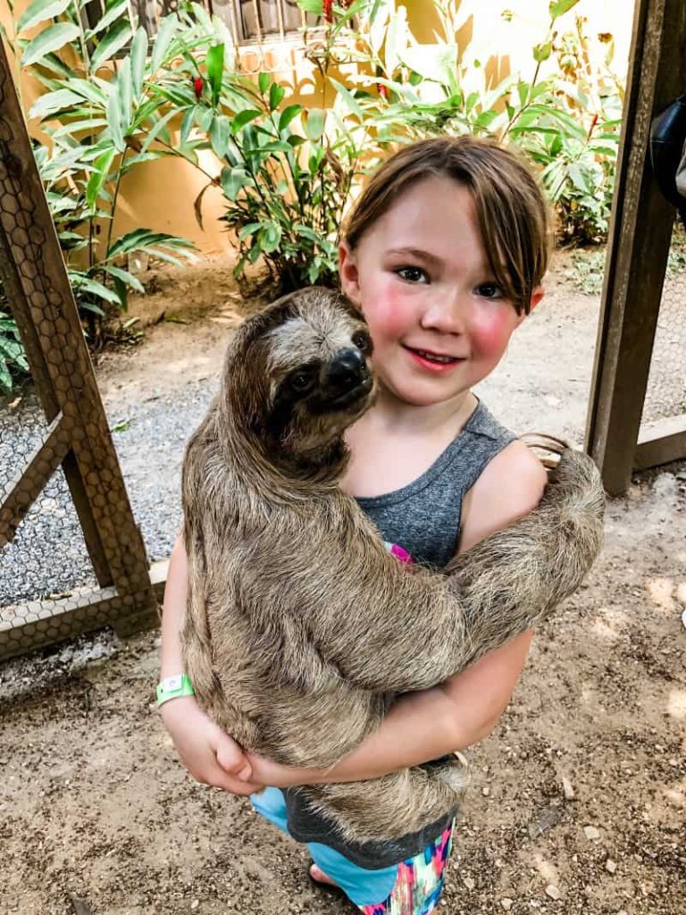 Girl holding a sloth