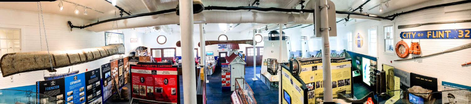 Panoramic of the entire museum from the second story looking down. 